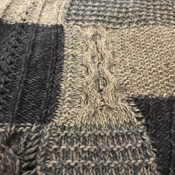 American Eagle Outfitters Patchwork Knit Sweater Womens M Blue & Gray - Picture 7 of 9